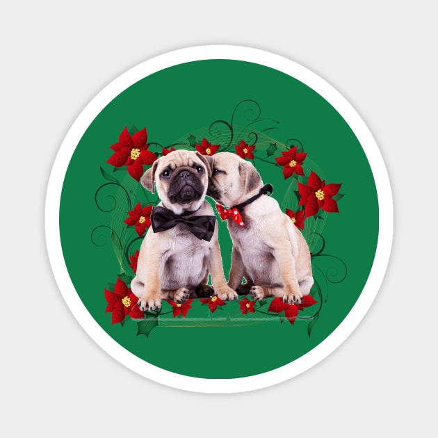 Pugs & Pointsettias Magnet by cameradog